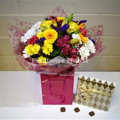 Bright Delight Handtied with Chocolates 