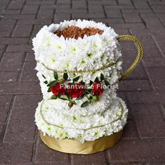 Tea Cup and Saucer 3D Funeral Flower Wreath 