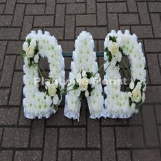 1 DAD Wreath Clusters Linked with Steel Grass with White Ribbon Edge 
