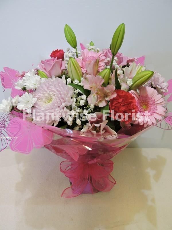 Alexis Pink Handtied Plantwise Florist Canvey Island