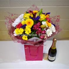 Bright Delight Handtied with Prosecco 