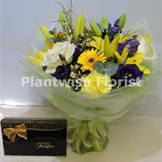 A Spring Ray of Sunshine Handtied with Chocolates