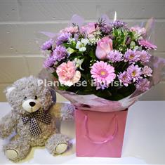 Baby Girl Pink Dreams Hand-tied with Charlie Teddy 