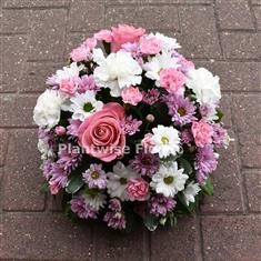 Posy Oasis For Funeral in Pink and White