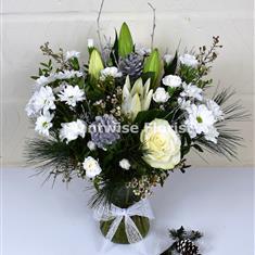 Snow White Vase Of Flowers