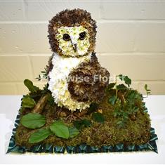 Owl Made in Flowers For A Funeral 