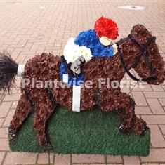 Race Horse and Jockey Funeral Flower Wreath