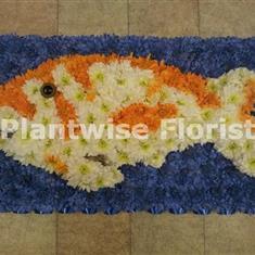 Koi Carp on a Base Flower Wreath 