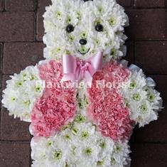 Teddy Bear With Pink Waistcoat Funeral Wreath