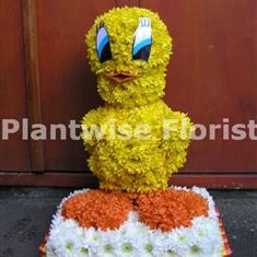 Tweetie Pie Funeral Wreath Made In Flowers 
