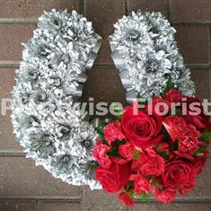 Horseshoe Wreath Made In Flowers - Two Sizes Available