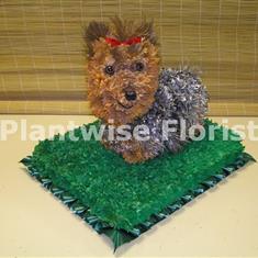Yorkie Dog Made In Flowers for Funeral