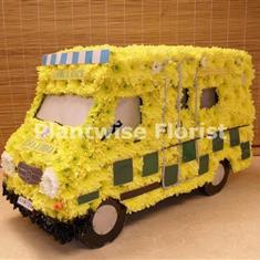 Ambulance Wreath made in flowers for a Paramedics Funeral