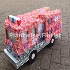 Pink American Fire Engine Cancer Foundations Wreath Made In Flowers