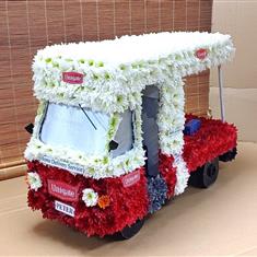 Milk Float Made In Flowers For Funeral - 3D Design