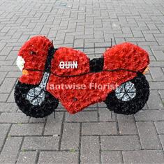Flat Motorbike Wreath Made In Flowers For A Funeral