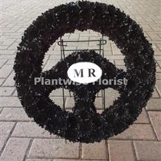 Steering Wheel Wreath Made In Flowers 