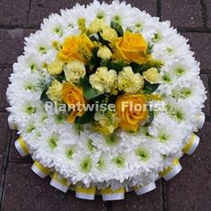 Based Posy Pad Funeral Wreath With Ribbon Edge