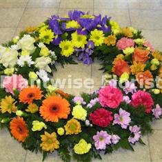 Multi Coloured Loose Wreath Funeral Flowers