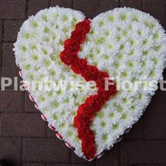 Flat Broken Heart Funeral Wreath