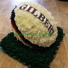 Rugby Ball Funeral Flower Wreath