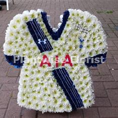 Tottenham Football Shirt Wreath Made in Flowers For A Funeral