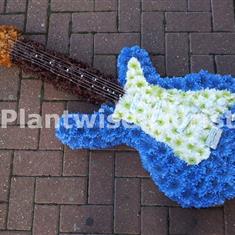 Stratocaster Guitar Funeral Flower Wreath in Blue