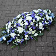Blue and White Mixed Flower Coffin Spray - CA40