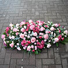 Rose, Alstromeria &amp; Carnation Coffin Oasis in Cerise &amp; Pink