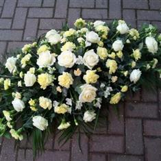 Rose, Alstromeria &amp; Carnation Coffin Spray in Yellow &amp; White