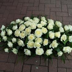 All White Roses Coffin Top Oasis Spray 