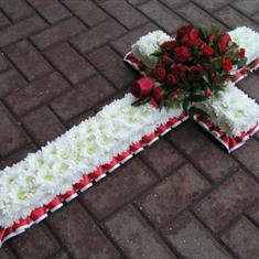 Based Funeral Cross With Ribbon Edge
