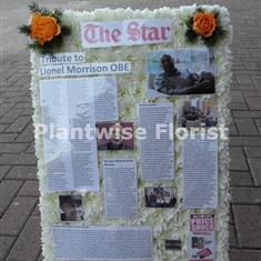 Newspaper Wreath Made In Flowers For a Journalist Funeral
