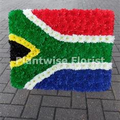 Large Size South African Flag Wreath Made In Flowers For A Funeral