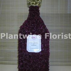 Large Size - Flat Red Wine Bottle Flowers Wreath 
