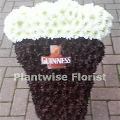 Large Size - Flat Pint Glass Of Guinness Flower Wreath 