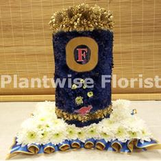 Fosters Beer Can 3D Made In Flowers For A Funeral