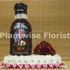 Captain Morgan 3D Rum Bottle with Flower Cluster Wreath