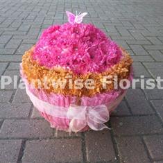 Giant Pink Cupcake Funeral Wreath Made In Flowers 