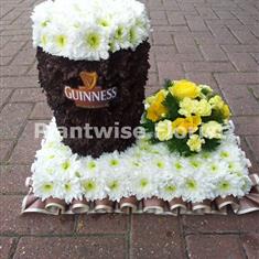 3D Pint Glass Of Guinness with Flower Cluster Funeral Wreath 