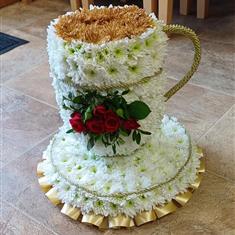 Tea Cup and Saucer 3D Funeral Flower Wreath 