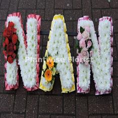 3 NAN Wreath Made In Rainbow Coloured Flowers