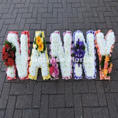 3 NANNY Wreath Made In Rainbow Coloured Flowers