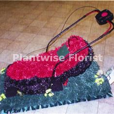 Flymo Lawn Mower Wreath Made in Flowers For a Funeral