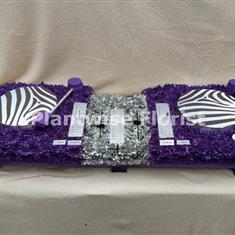 Bespoke DJ Decks Funeral Wreath in Purple and Zebra Print