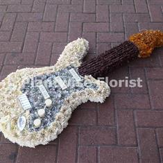 Bespoke Stratocaster Guitar Funeral Flower Wreath in Cream 