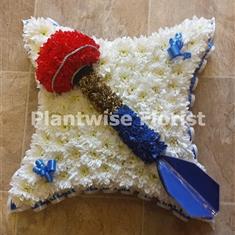 Dart Raised on a Cushion Funeral Flower Wreath