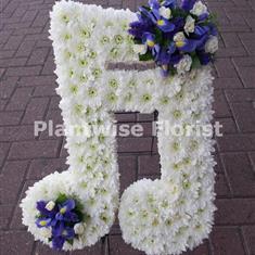 Double Musical Note Funeral Wreath Made In Flowers