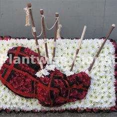 Bag Pipes Wreath Made In Flowers For A Funeral