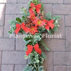 Fresh Christmas Pine &amp; Holly Cross Wreath